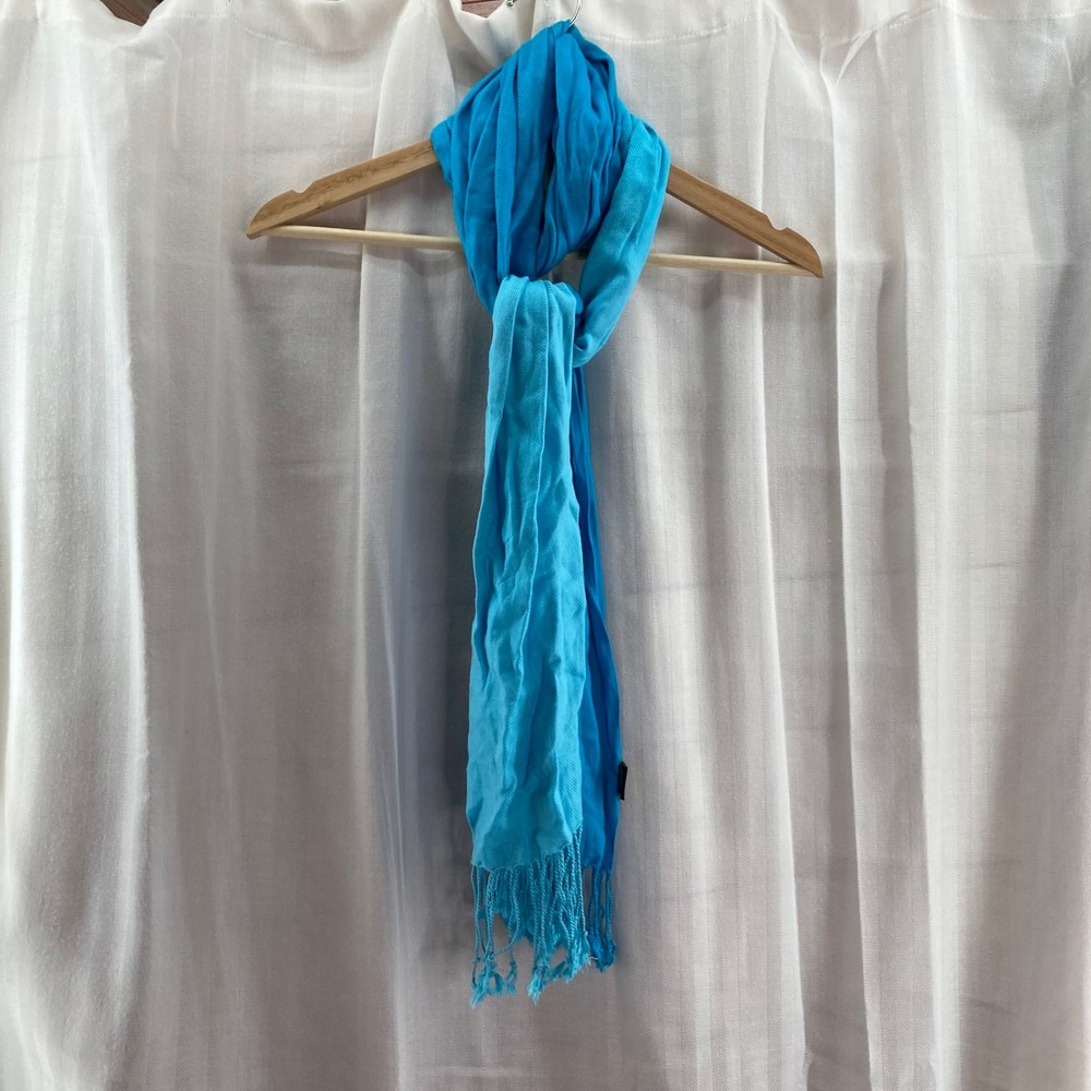 Isabella‎ Ombre Blue Turquoise Scarf Viscose Fringed Lightweight Wrap